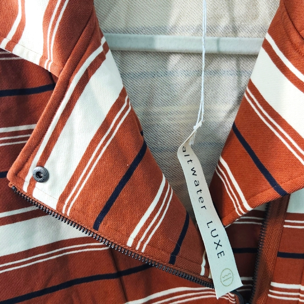 Saltwater Luxe Striped Jacket NWT Cream Navy Rust XS - Picture 2 of 6